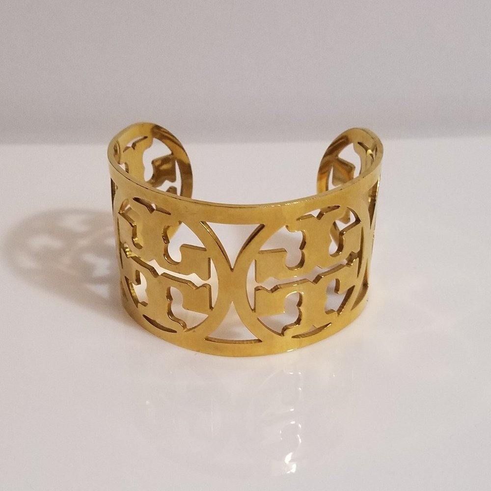 Tory Burch Gold Reva Logo Cuff Bracelet